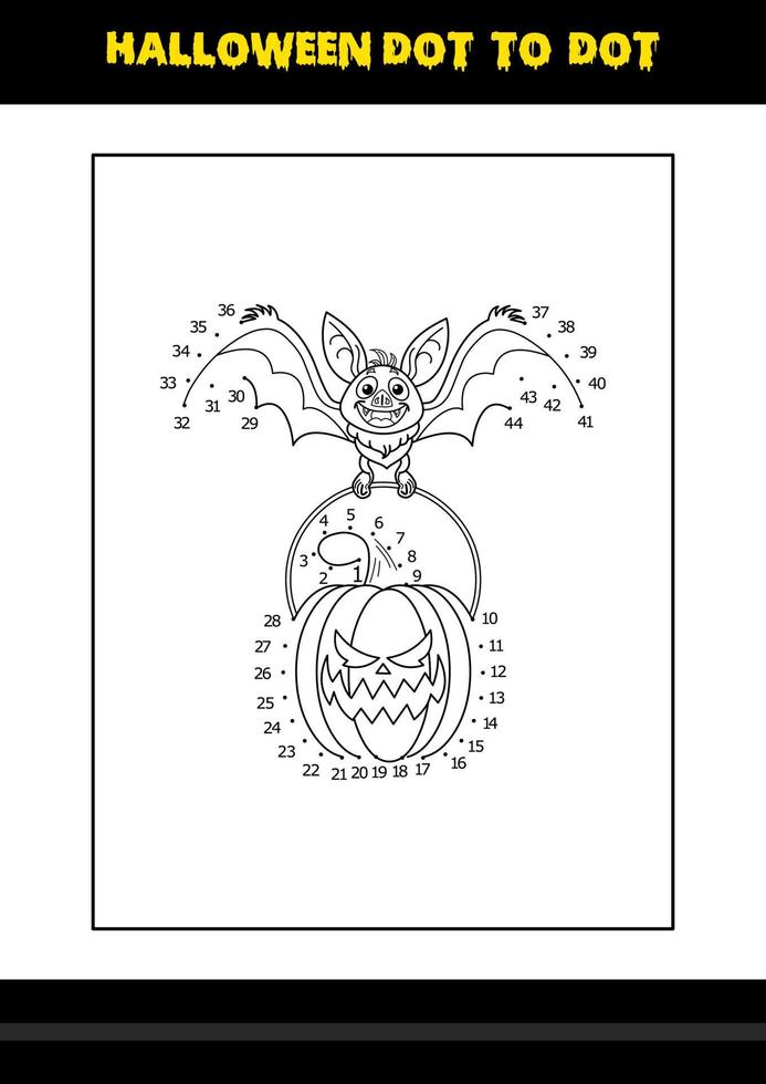 Halloween dot to dot coloring page for kids. Line art coloring page design for kids. vector