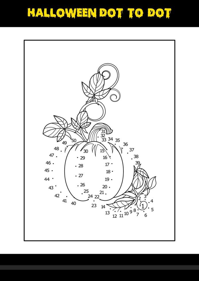 Halloween dot to dot coloring page for kids. Line art coloring page design for kids. vector