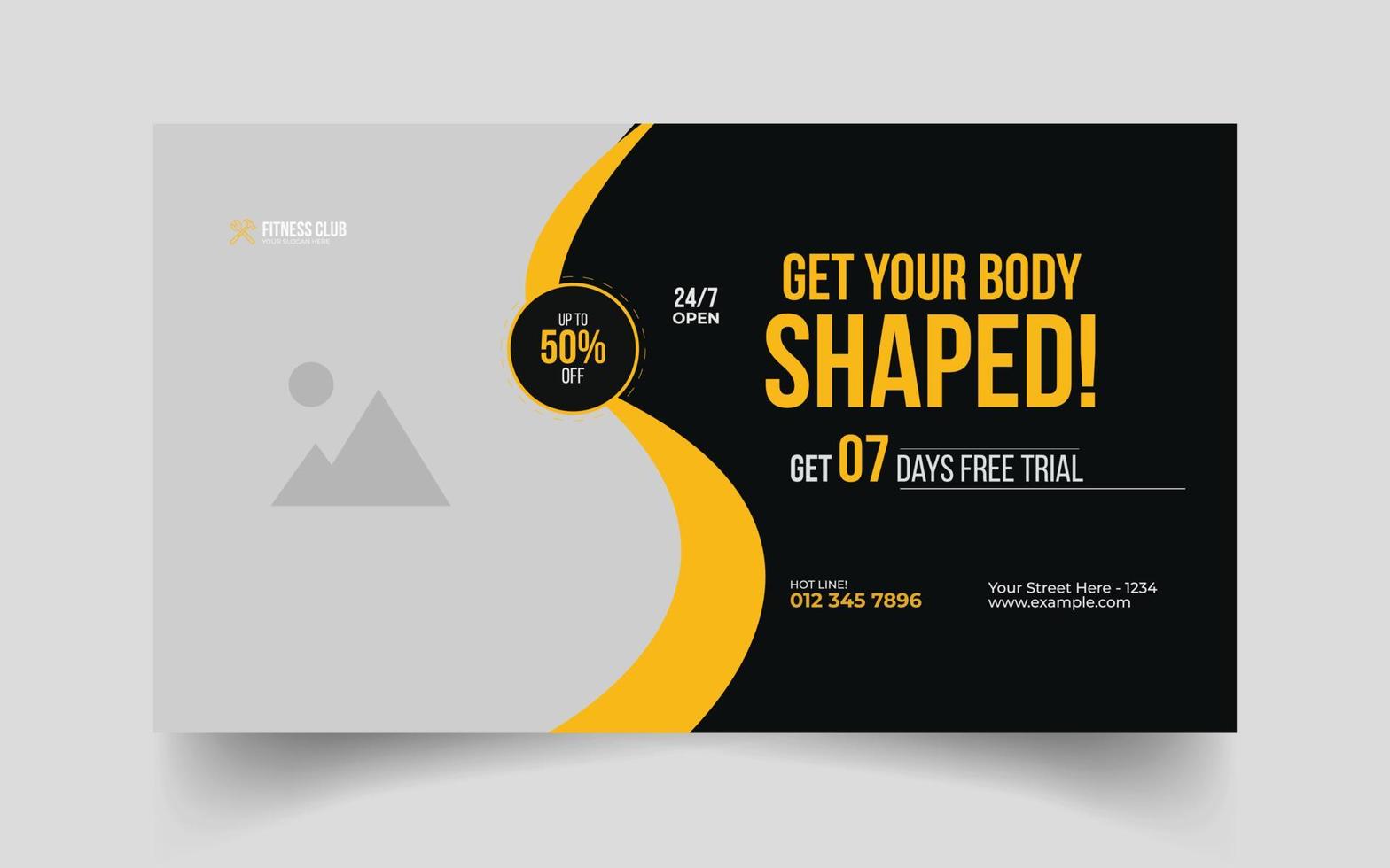 gym fitness video thumbnail web banner promotion adverting cover photo template. vector