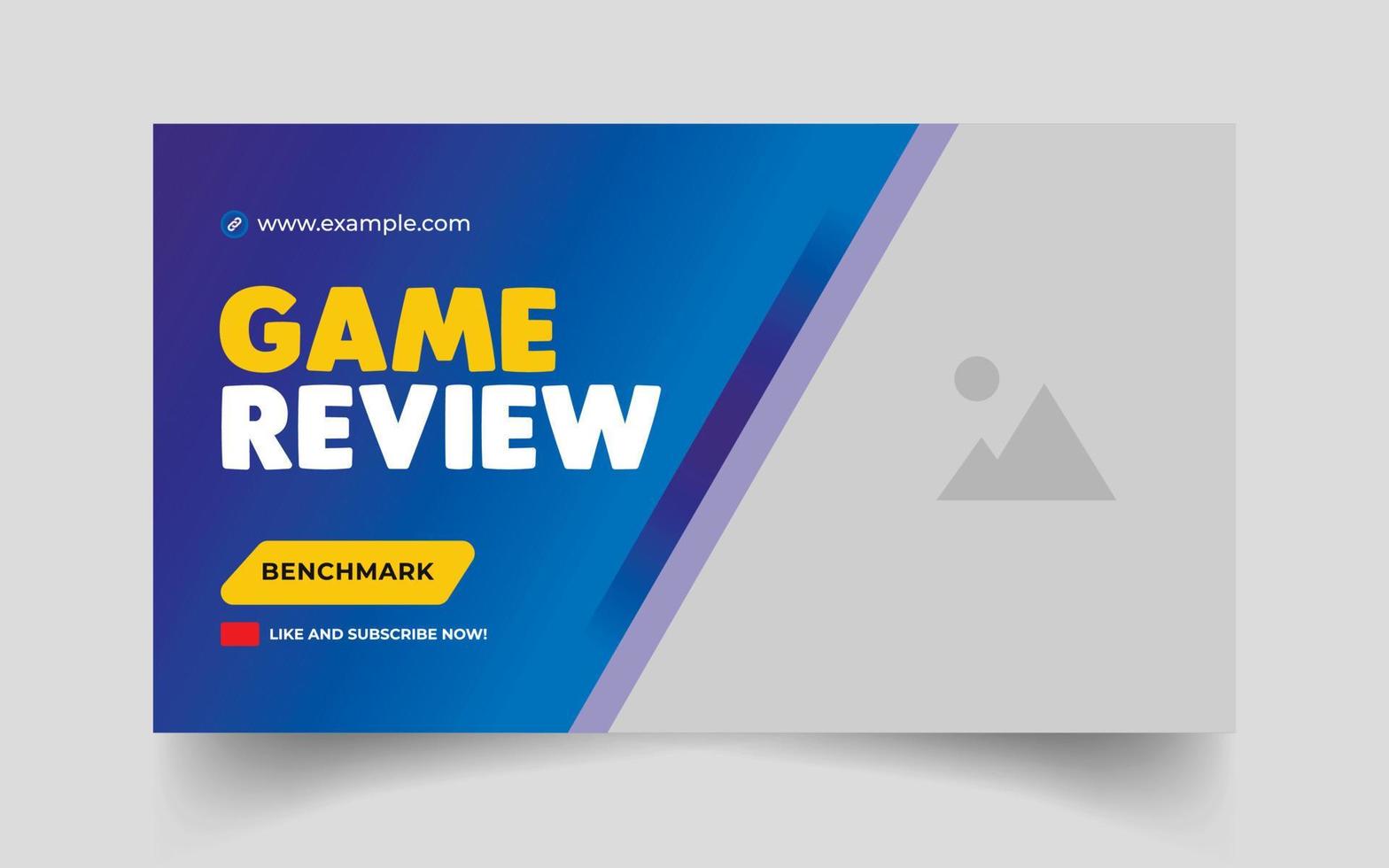 Video game review video thumbnail and web banner template vector