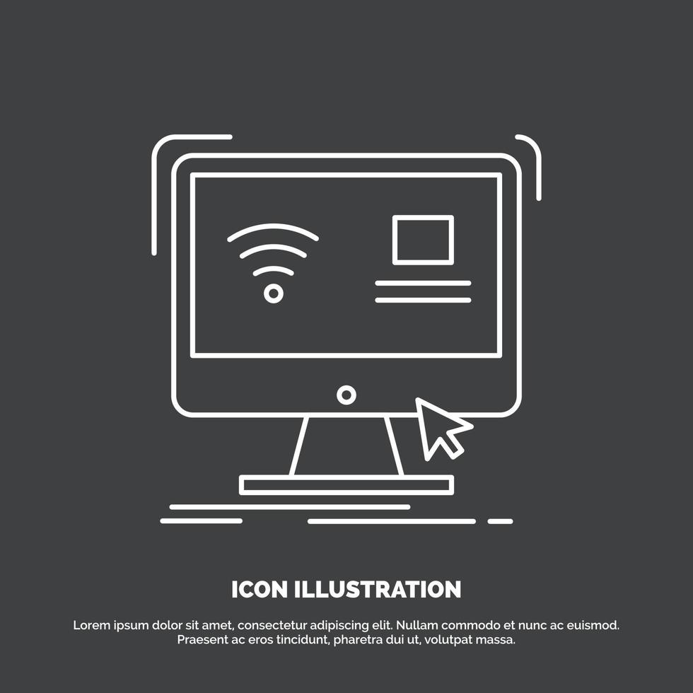 control. computadora. monitor. remoto. icono inteligente. símbolo de vector de línea para ui y ux. sitio web o aplicación móvil