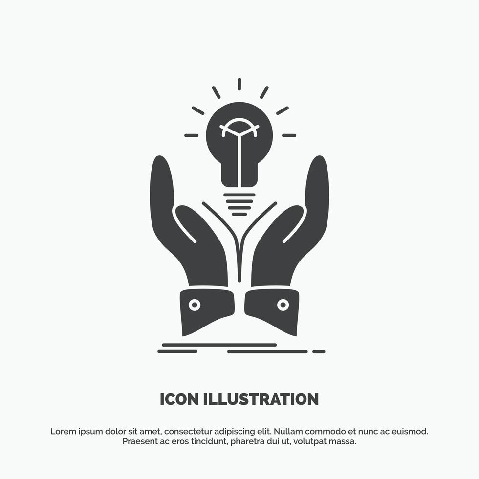 idea. ideas. creative. share. hands Icon. glyph vector gray symbol for UI and UX. website or mobile application