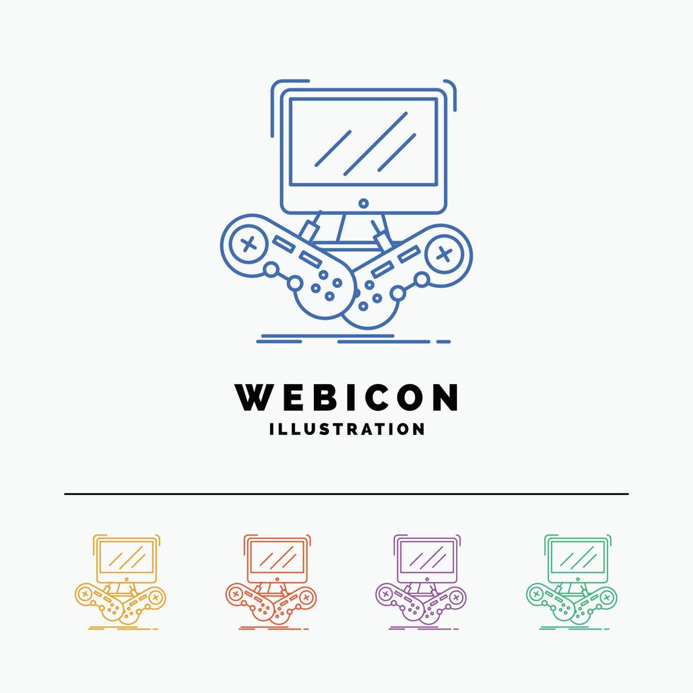 Game. gaming. internet. multiplayer. online 5 Color Line Web Icon Template isolated on white. Vector illustration