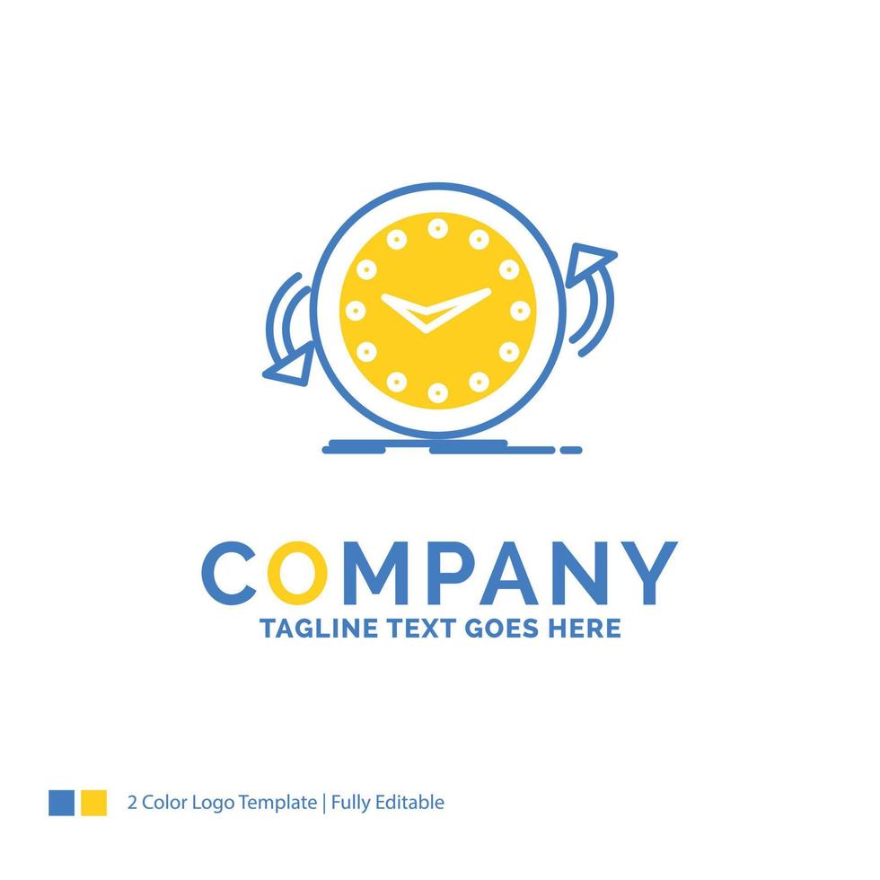 Backup. clock. clockwise. counter. time Blue Yellow Business Logo template. Creative Design Template Place for Tagline. vector