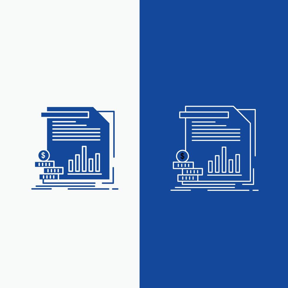 economy. finance. money. information. reports Line and Glyph web Button in Blue color Vertical Banner for UI and UX. website or mobile application vector