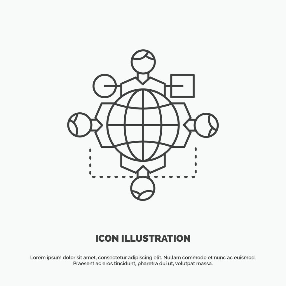 función. instrucción. lógica. operación. icono de reunión. símbolo gris vectorial de línea para ui y ux. sitio web o aplicación móvil vector