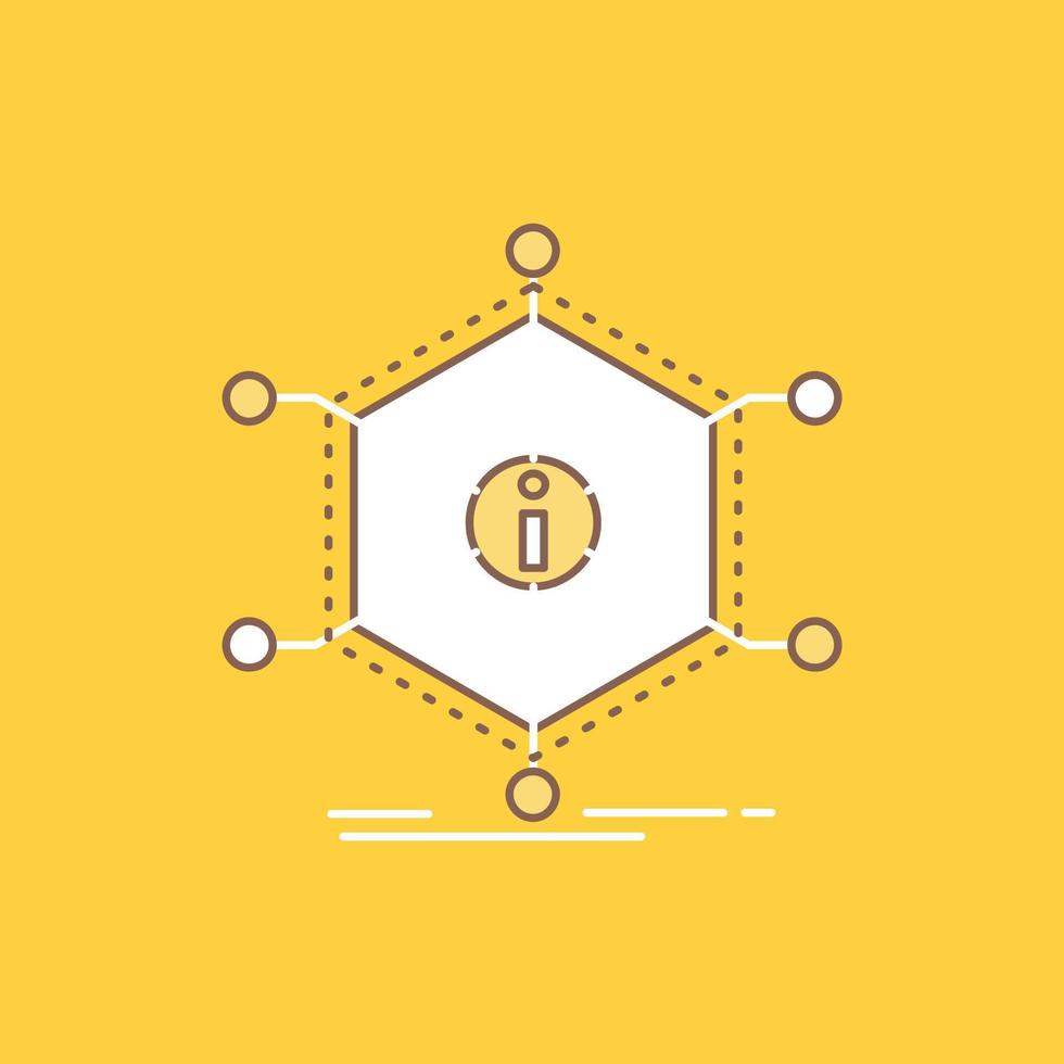 Data. help. info. information. resources Flat Line Filled Icon. Beautiful Logo button over yellow background for UI and UX. website or mobile application vector