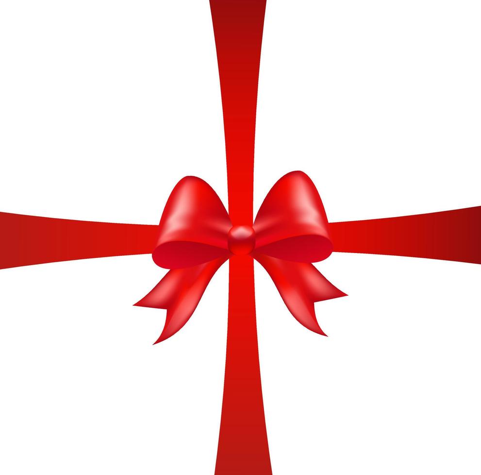 Shiny red color satin ribbon on white background vector