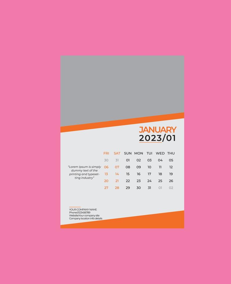 wall Calendar 2023  design, desktop calendar design vector