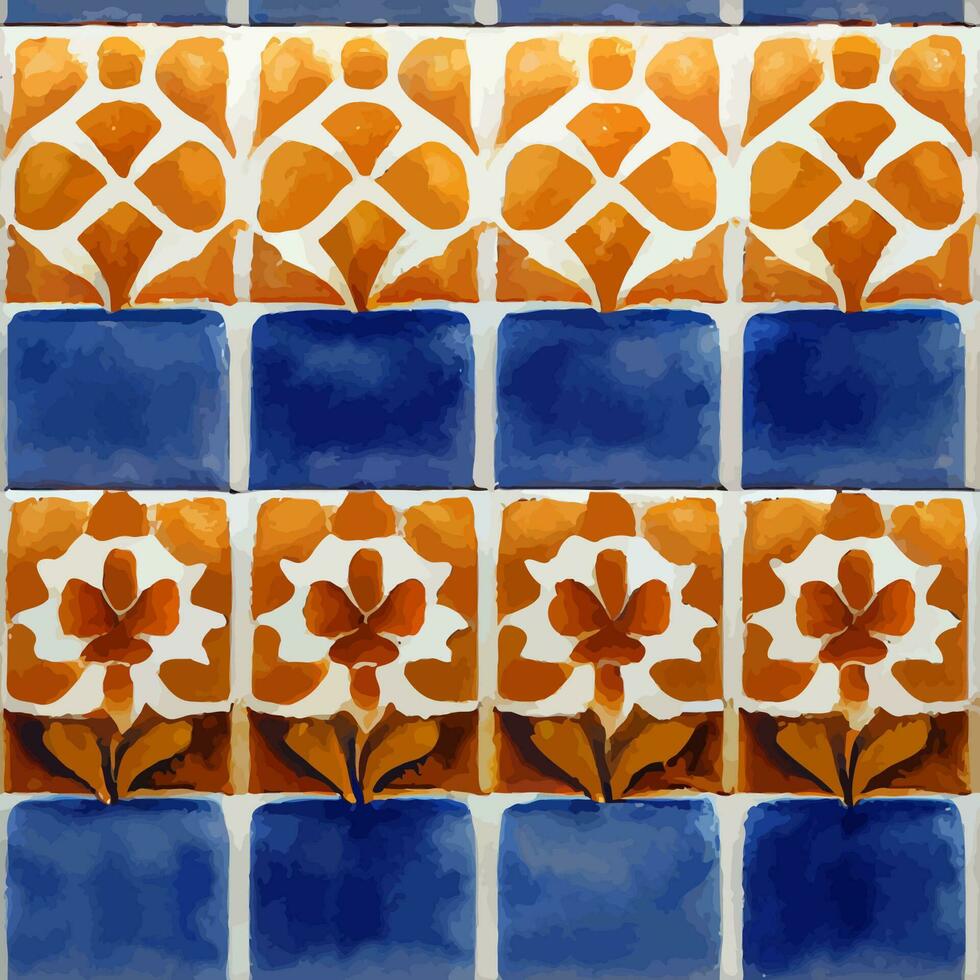 illustration graphic of Portuguese azulejo vertical pattern with Porcelain ceramic floral blue and white seamless perfect for scrapbooking, wallpaper, web background vector