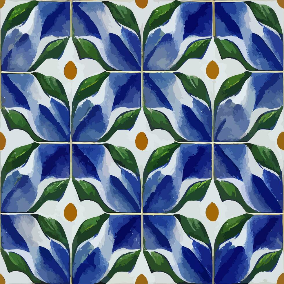 illustration graphic of Portuguese azulejo pattern with Porcelain flower ceramic floral blue and white seamless perfect for scrapbooking, wallpaper, web background vector