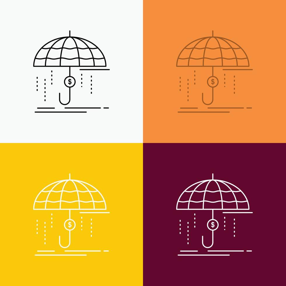 Finance. financial. insurance. money. protection Icon Over Various Background. Line style design. designed for web and app. Eps 10 vector illustration