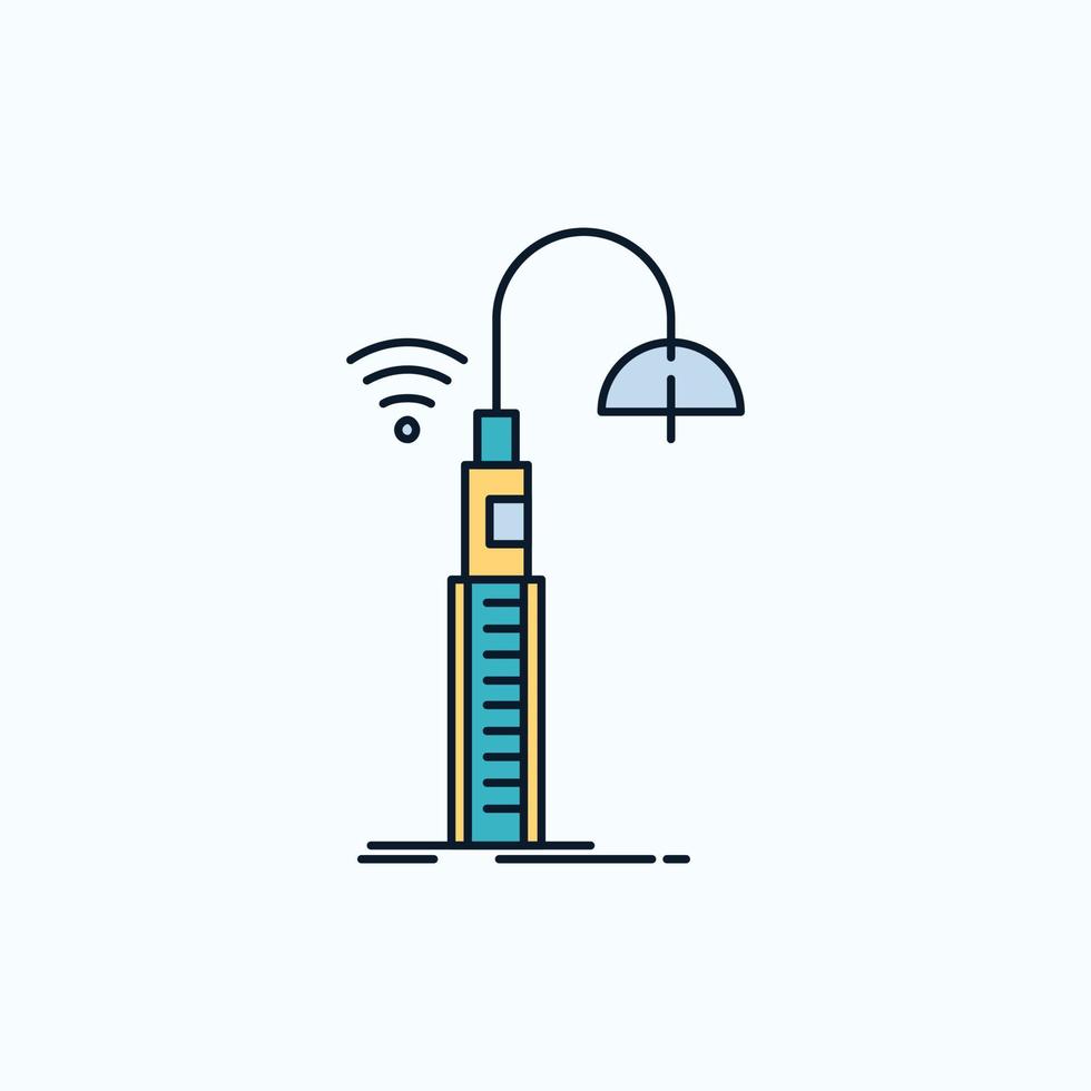 lights. street. wifi. smart. technology Flat Icon. green and Yellow sign and symbols for website and Mobile appliation. vector illustration