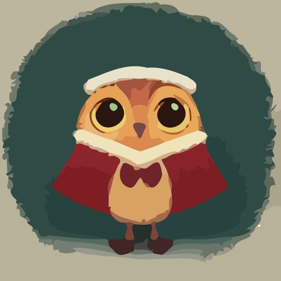 illustration vector drawn of owl wearing Santa hat good for Christmas card