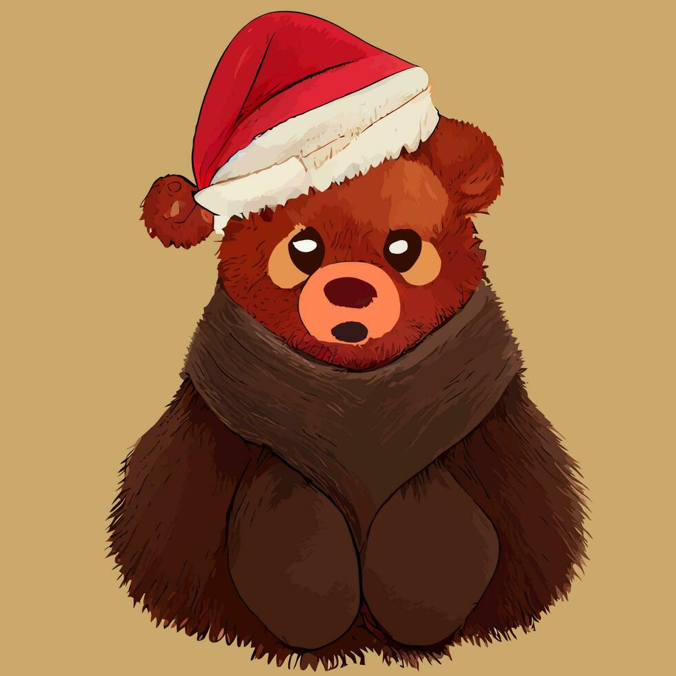 ilustración vectorial clipart de oso con traje de santa perfecto para icono, mascota o editar su diseño personalizado o sitio web vector