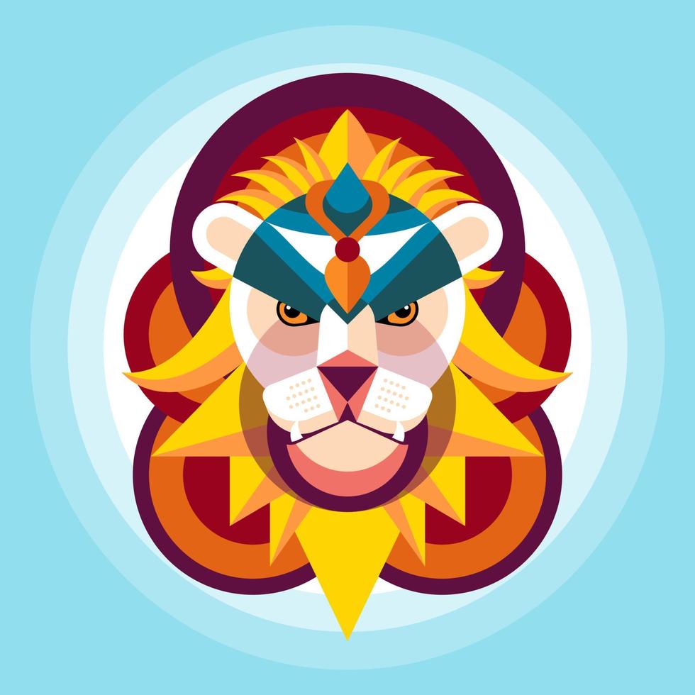 Lion head in colorful flat style creative artwork vector