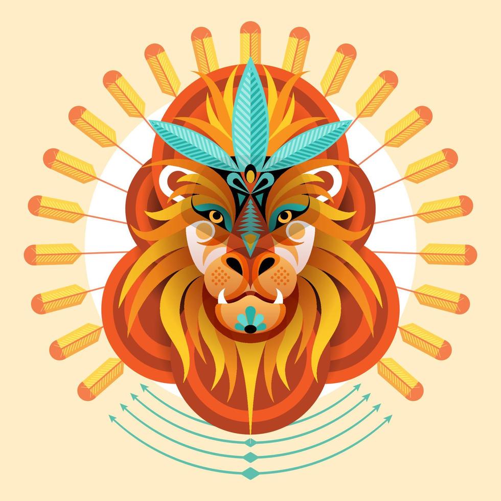 Lion colorful flat style creative artwork illustration vector
