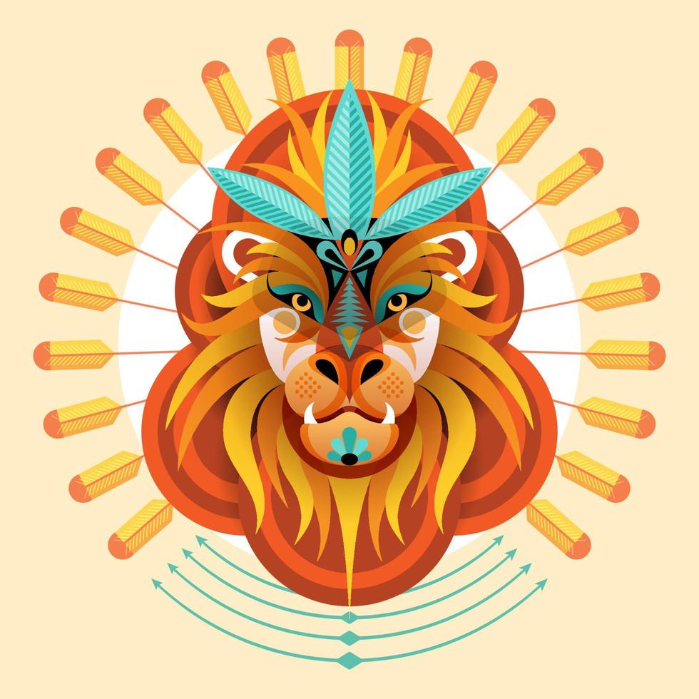 ilustración de ilustraciones creativas de estilo plano colorido león vector