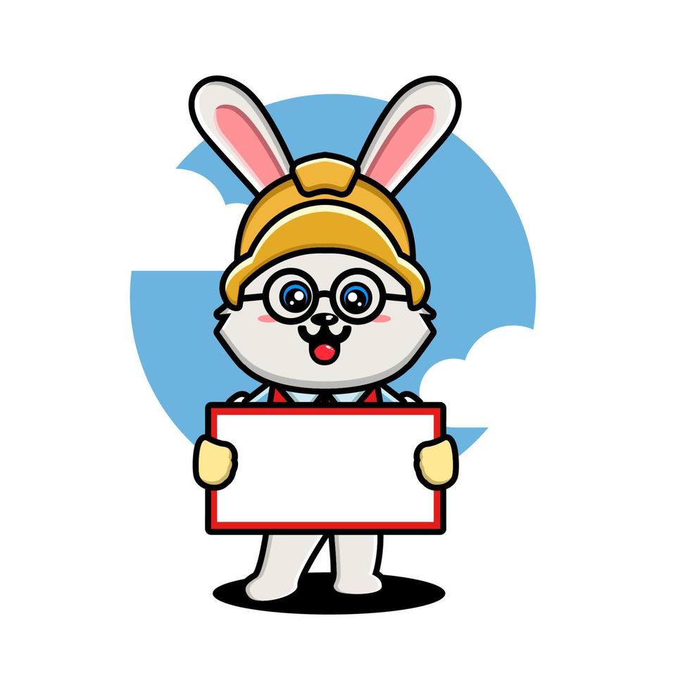 Cute rabbit construction worker cartoon vector