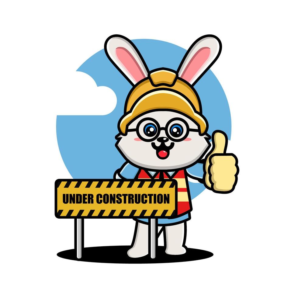 Cute rabbit construction worker cartoon vector