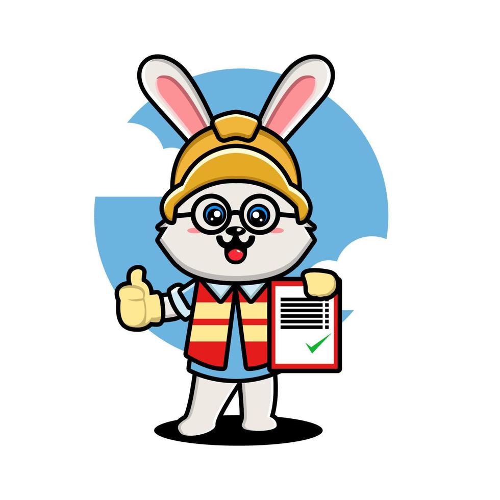 Cute rabbit construction worker cartoon vector