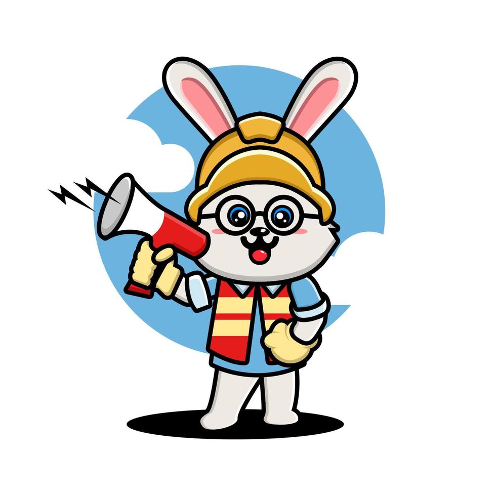 lindo conejo trabajador de la construcción de dibujos animados vector