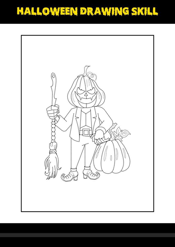 Halloween drawing skill for kids. Halloween drawing skill coloring page for kids. vector