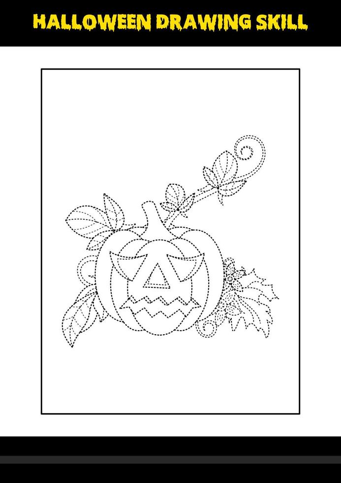 Halloween drawing skill for kids. Halloween drawing skill coloring page for kids. vector