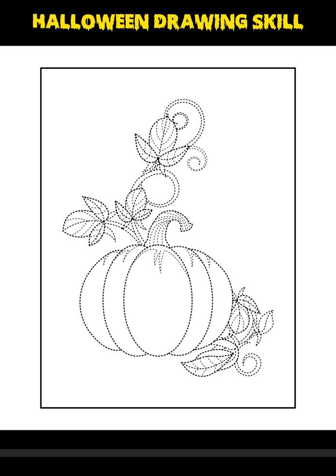 Halloween drawing skill for kids. Halloween drawing skill coloring page for kids. vector