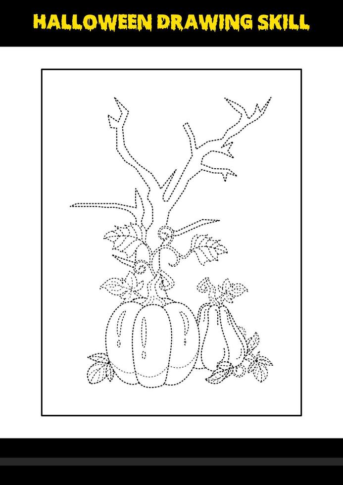 Halloween drawing skill for kids. Halloween drawing skill coloring page for kids. vector