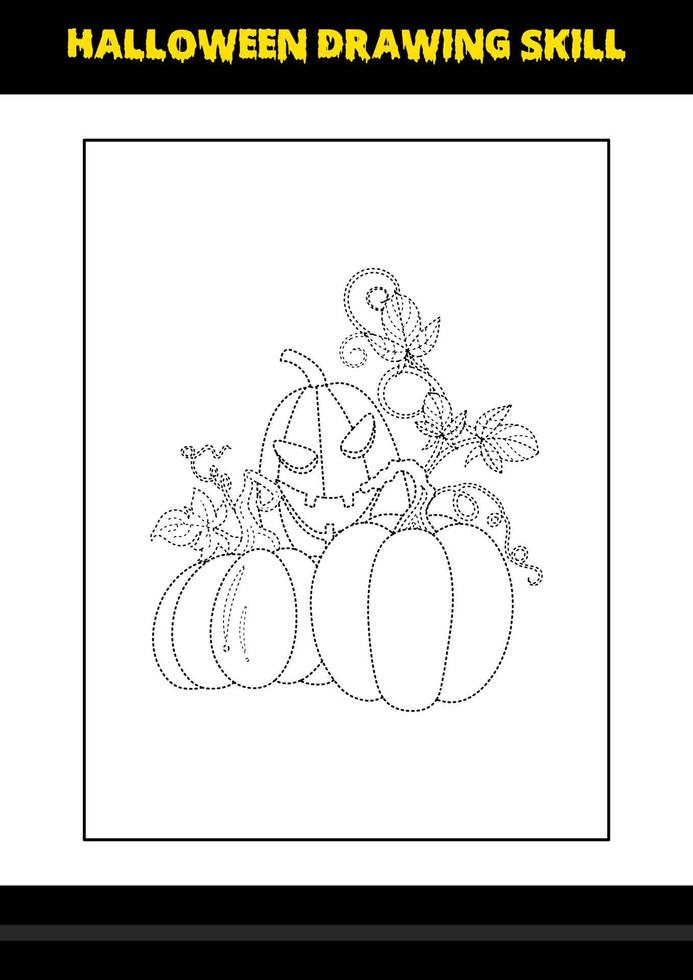 habilidad de dibujo de halloween para niños. Habilidad de dibujo de Halloween página para colorear para niños. vector