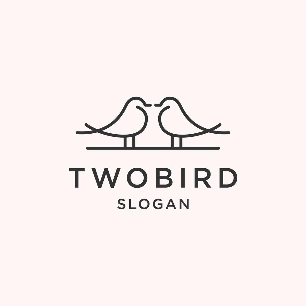 Two bird logo icon flat design template vector