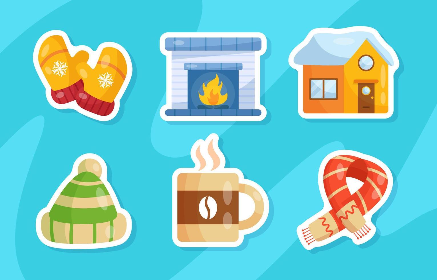 Cute Winter Journal Sticker Set vector