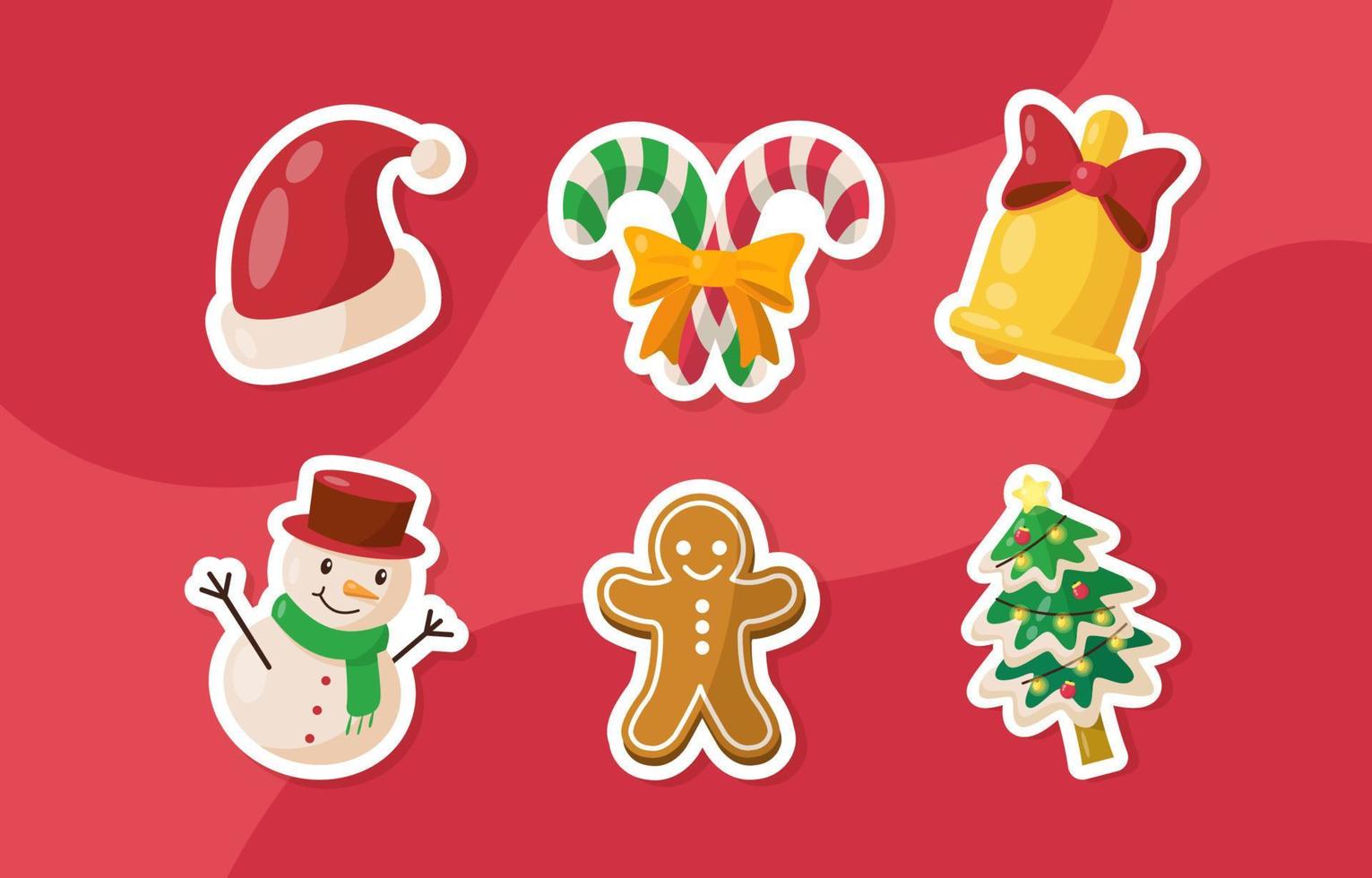 Cute Christmas Object Sticker Set vector