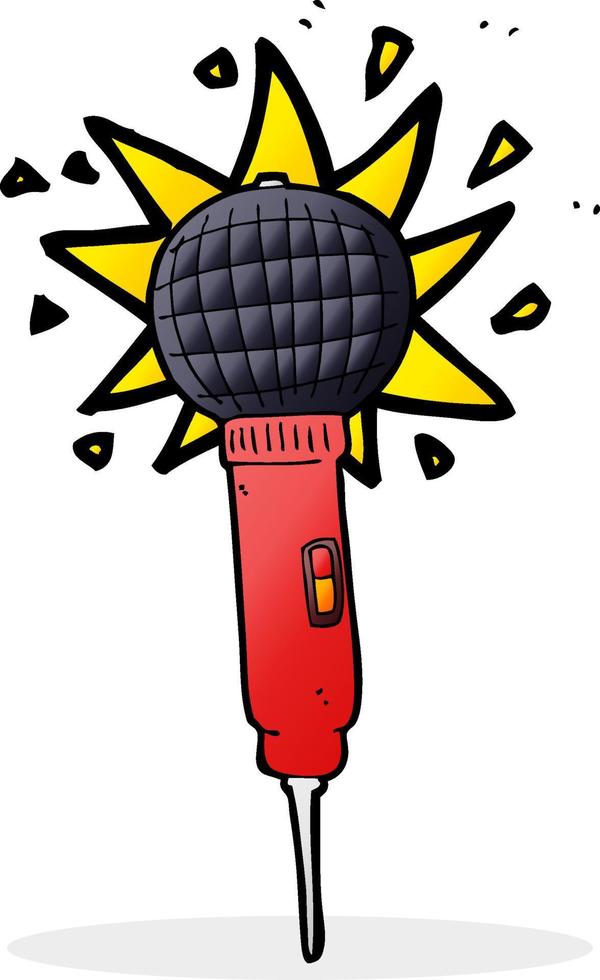 doodle cartoon microphone vector