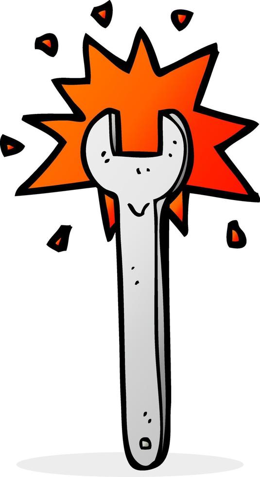 doodle cartoon spanner vector