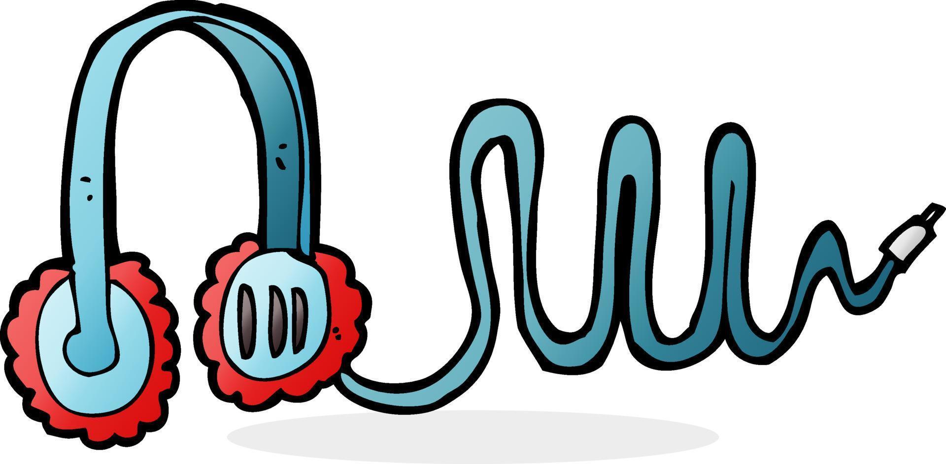 doodle cartoon headphones vector