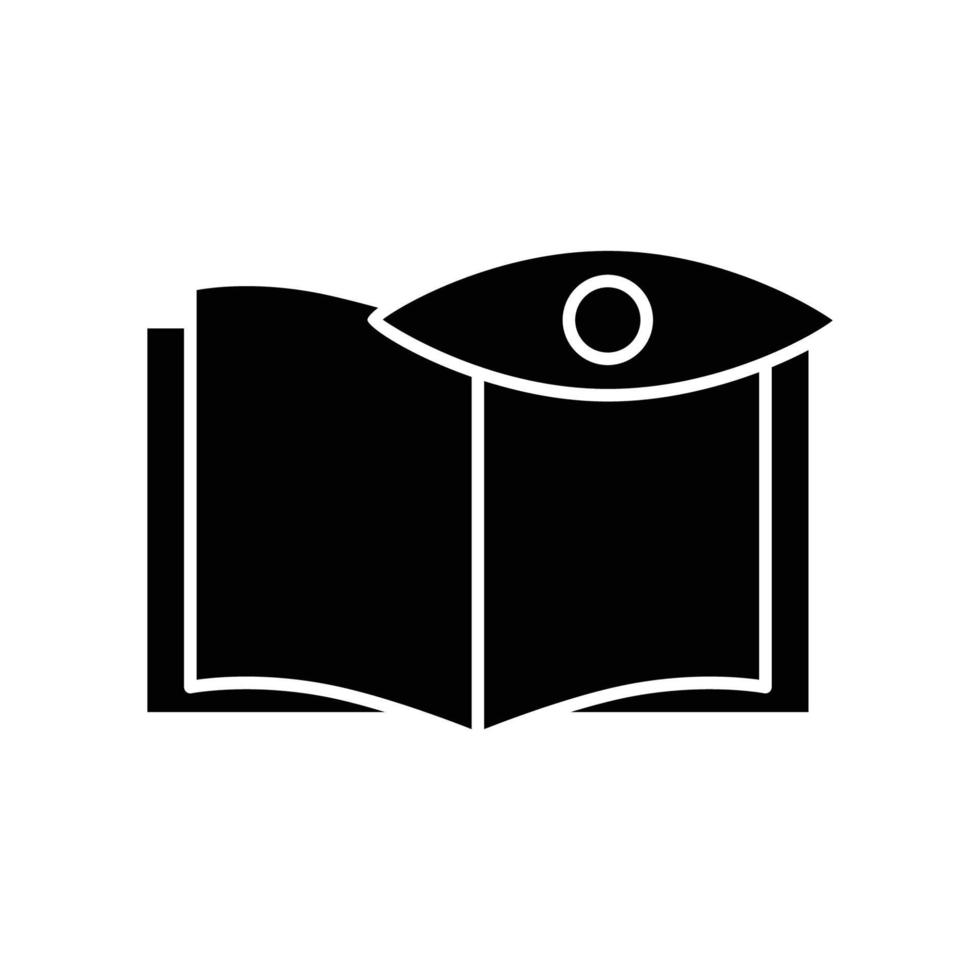 Open book glyph icon illustration with eye. icon illustration related to seeing, reading. Simple vector design editable.