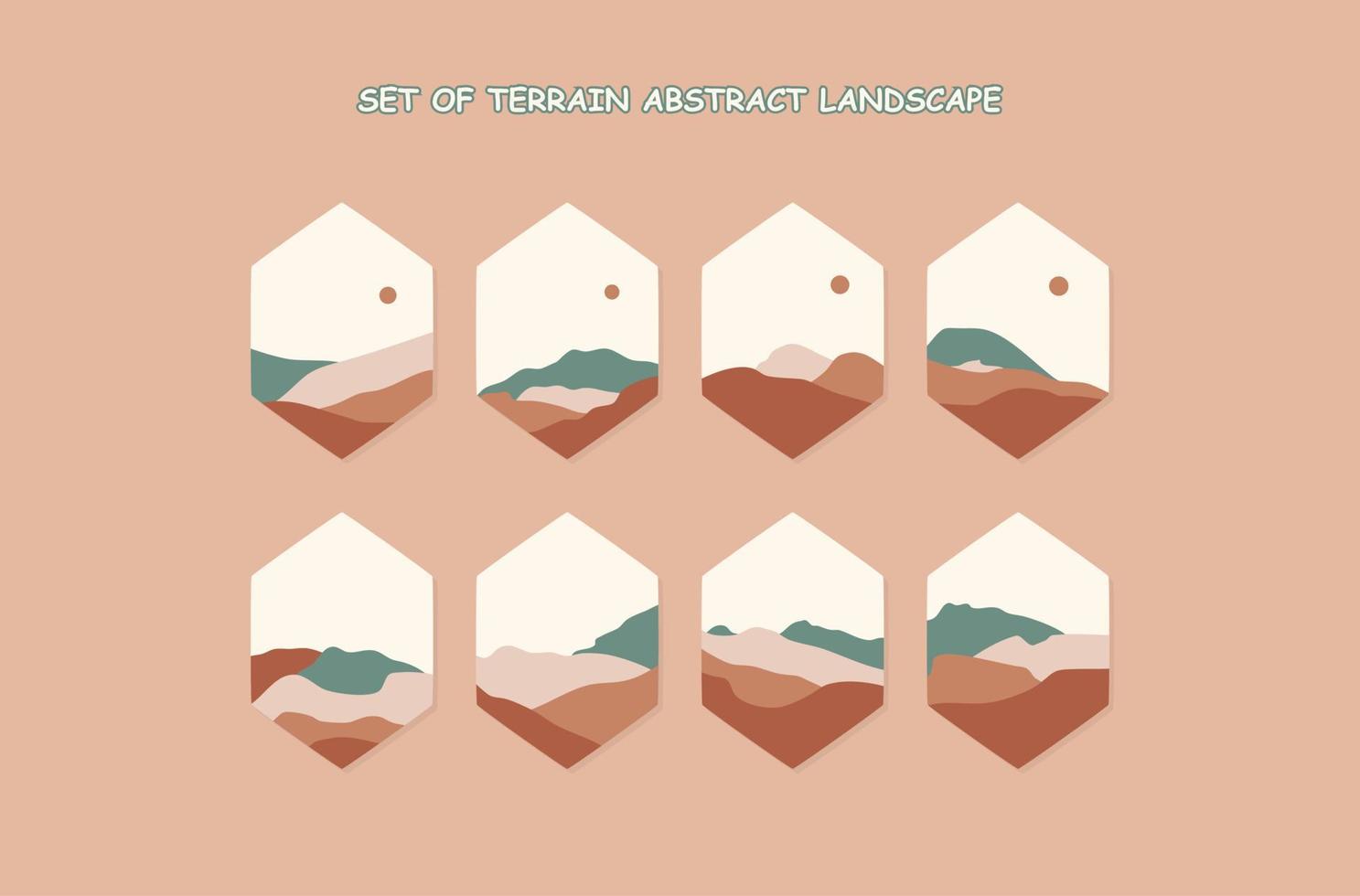 set of Terrain Abstract Landscape vector