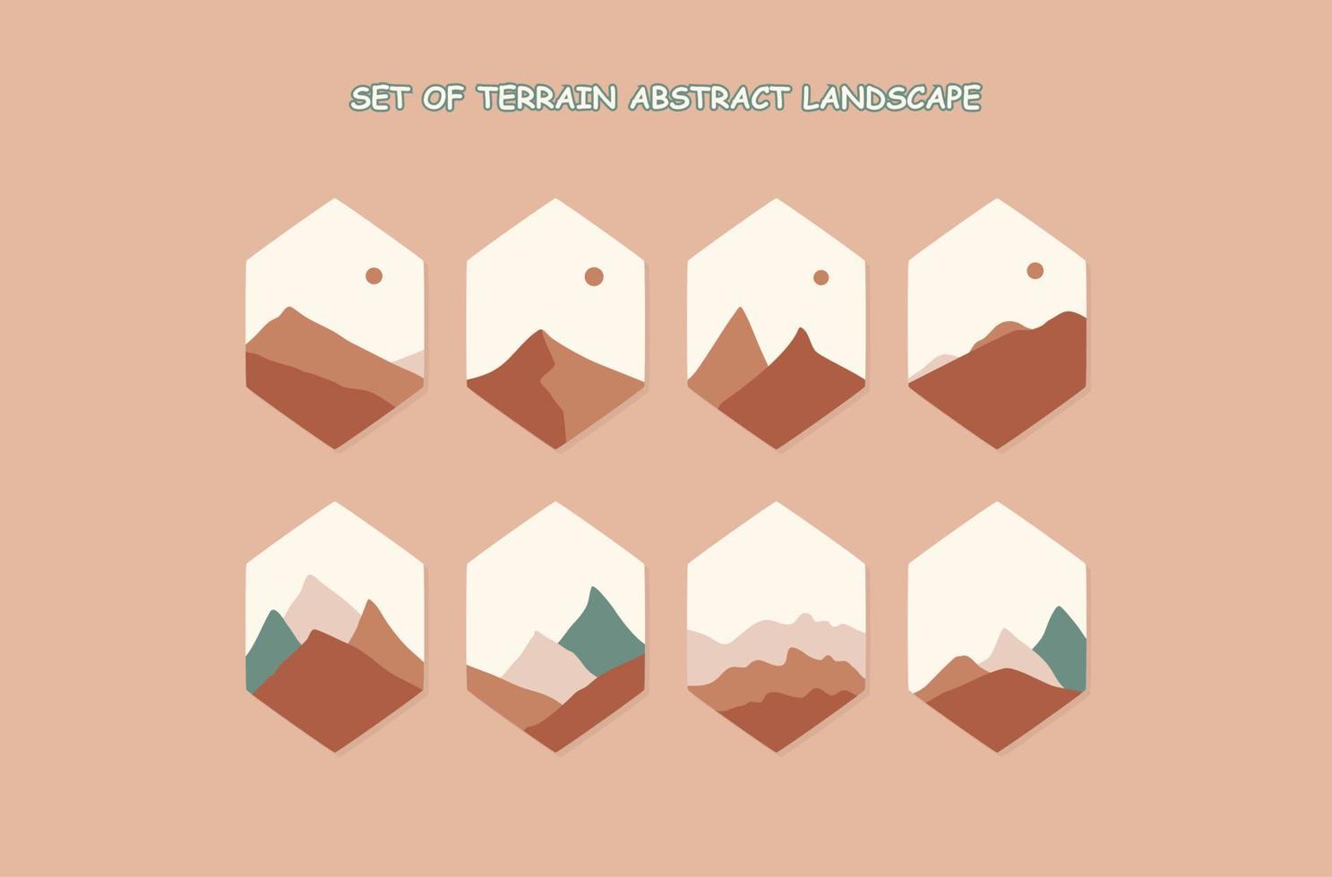 set of Terrain Abstract Landscape vector