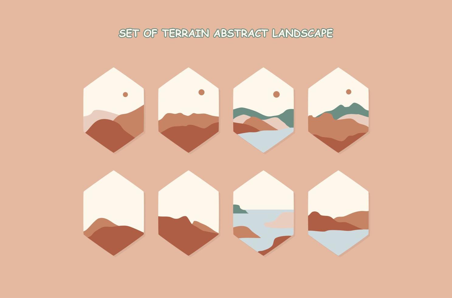 set of Terrain Abstract Landscape vector