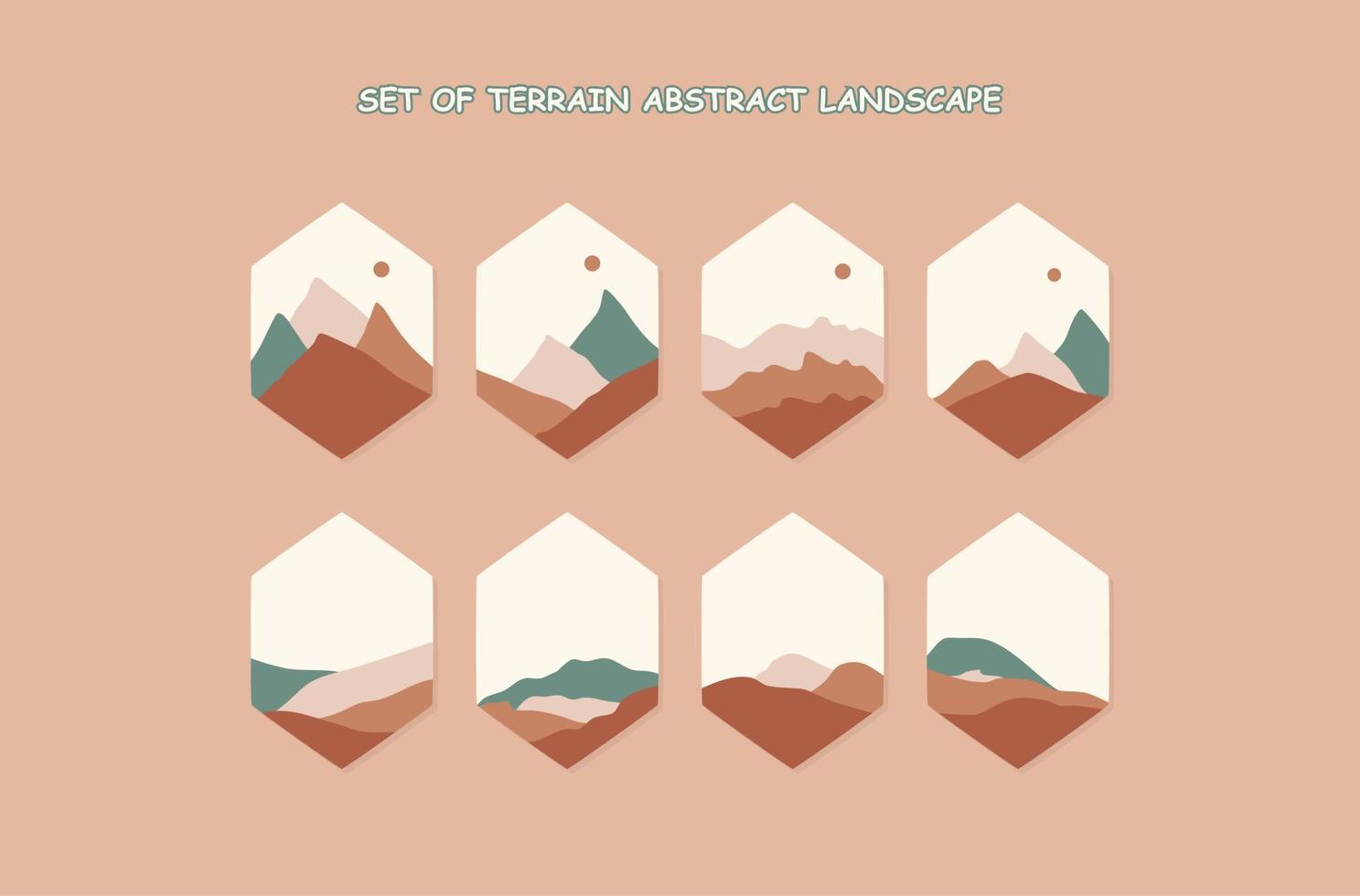 set of Terrain Abstract Landscape vector