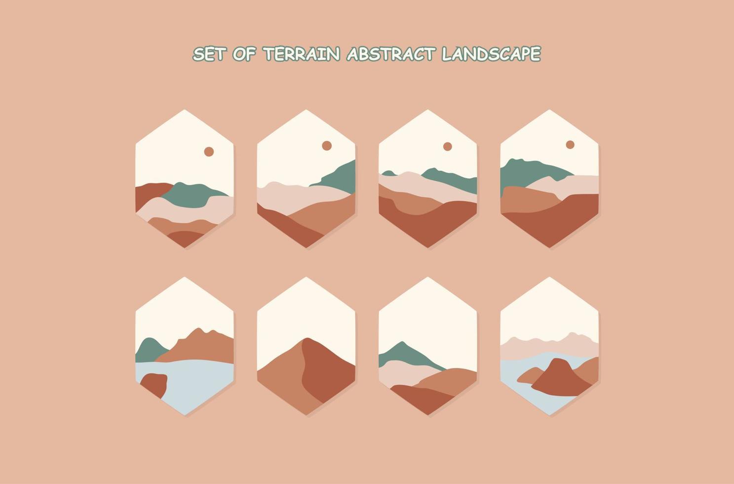 set of Terrain Abstract Landscape vector