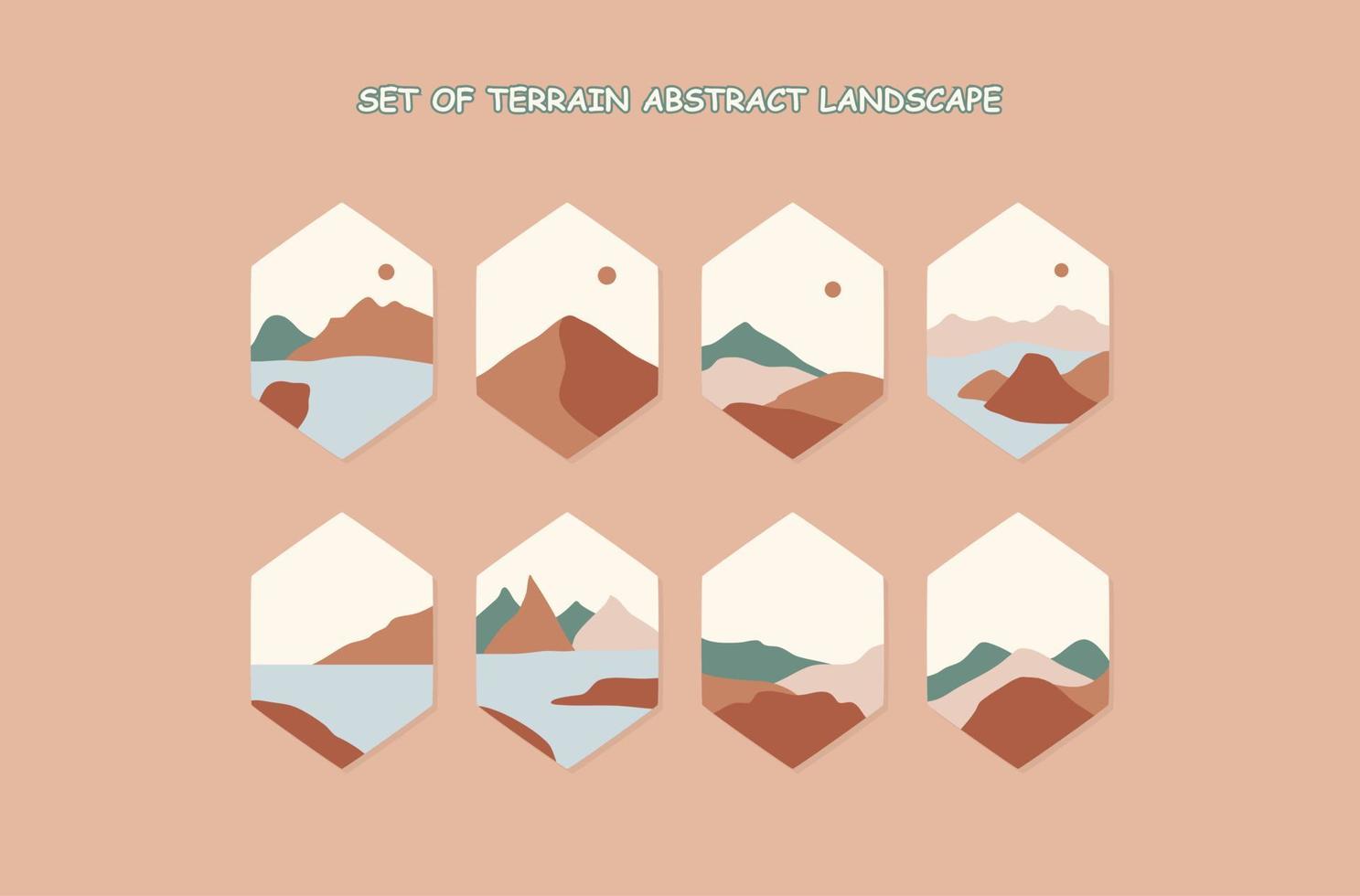 set of Terrain Abstract Landscape vector