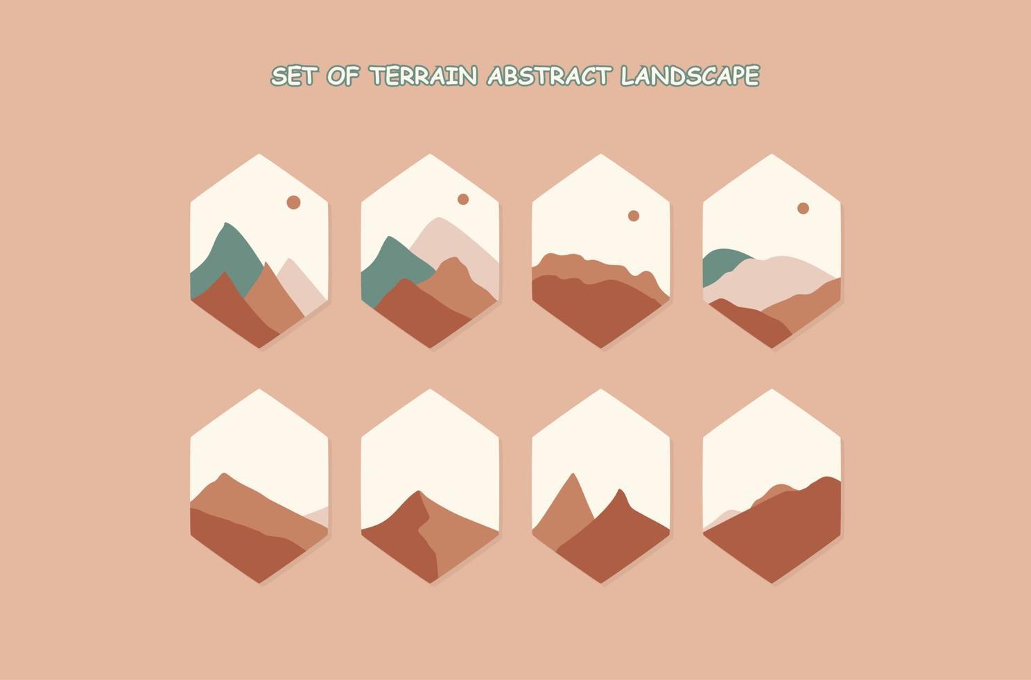 set of Terrain Abstract Landscape vector