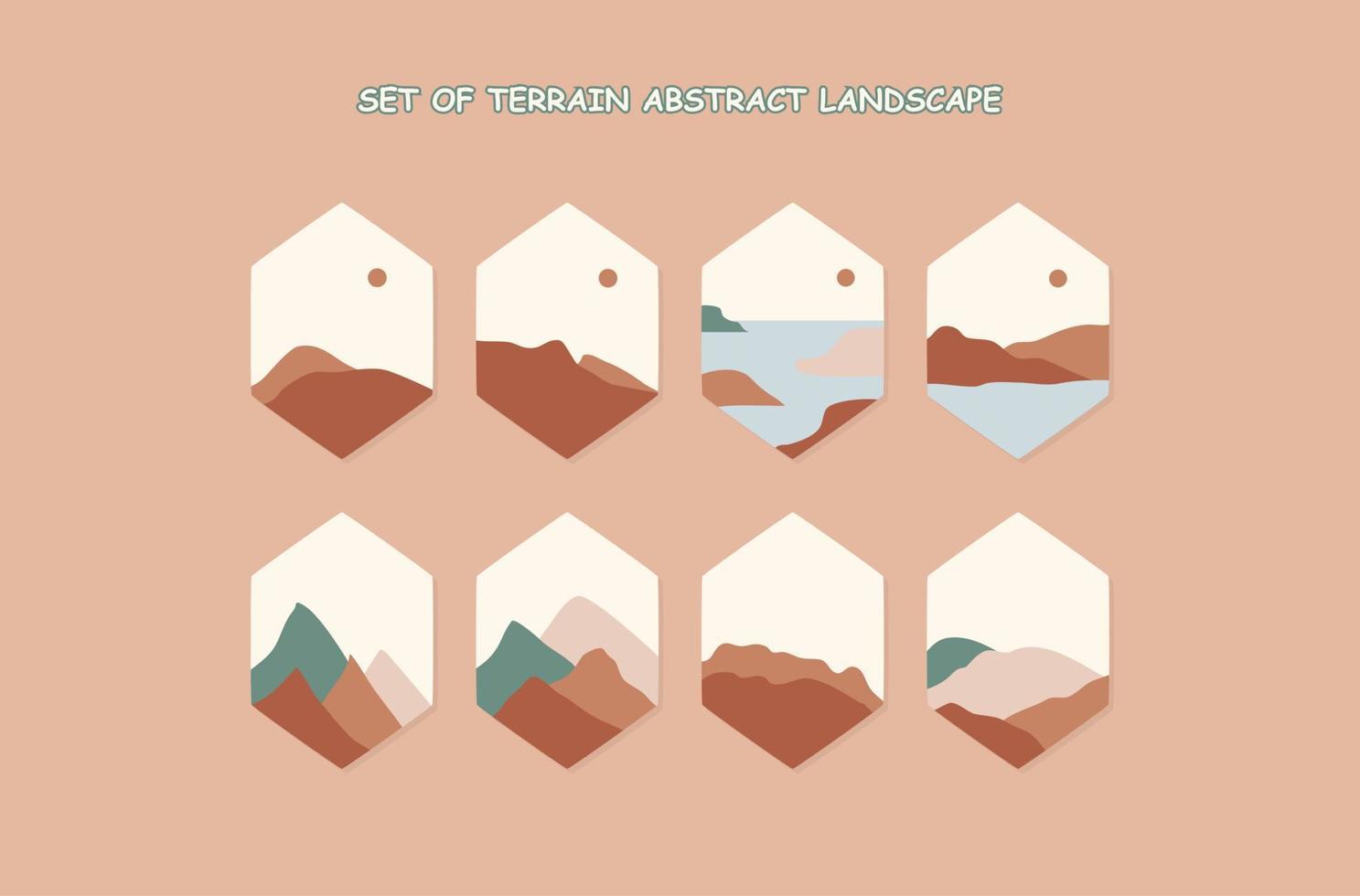 set of Terrain Abstract Landscape vector