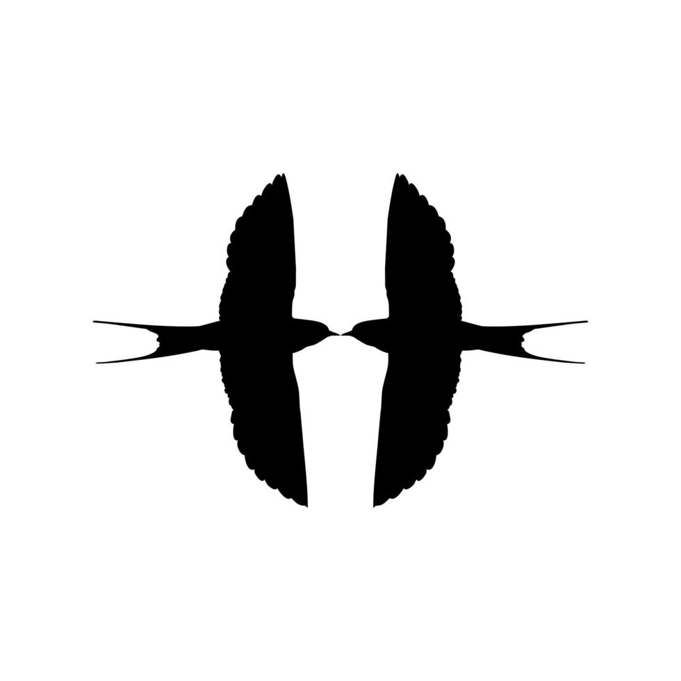 Pair of the Flying Swallow Bird Silhouette for Logo, Pictogram, Website. Art Illustration or Graphic Design Element. Vector Illustration