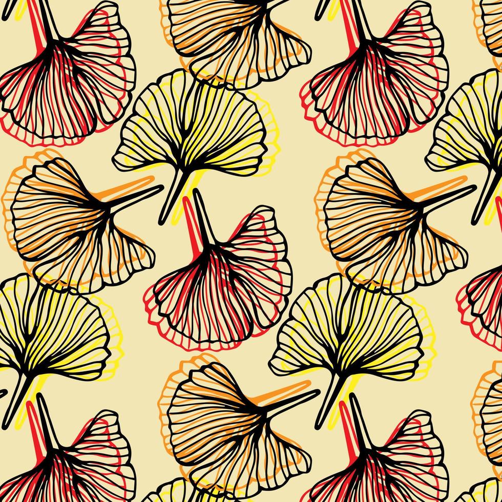 Hand drawn pattern Ginkgo wallpaper design vector. vector