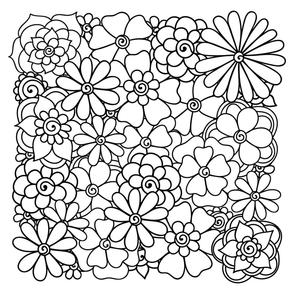 Outlined Zentangle abstract flowers. Doodle flower on white background vector