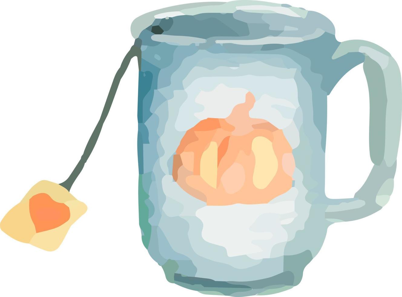 Mug with tea watercolor. vector